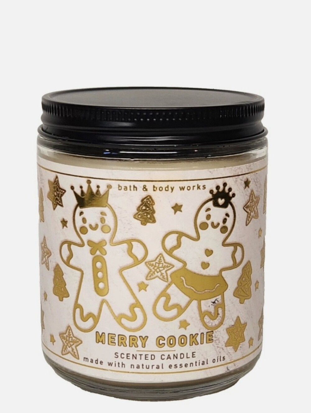 Bath & Body Works Merry Cookie Scented Candle - White/Gold NEW